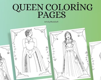 Fantasy Queen Adult Coloring Pages: Fantasy Art (Digital Download)