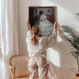 Dark Romance Art, Vintage Literary Canvas Wall Art - Moody Gothic Reading Girl Painting | Wrapped Canvas | Book Lover Decor image 5