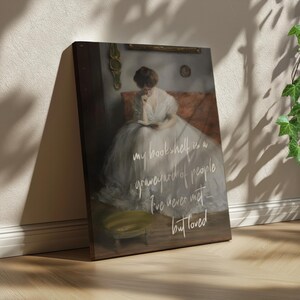Dark Romance Art, Vintage Literary Canvas Wall Art - Moody Gothic Reading Girl Painting | Wrapped Canvas | Book Lover Decor image 4
