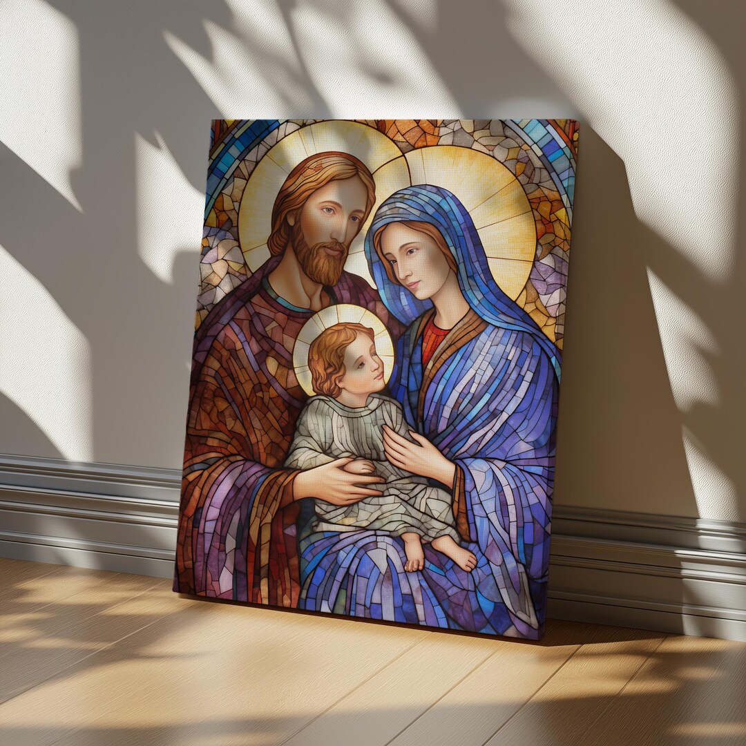 Jesus Holy Family Canvas Wall Art, Christian Religious Home Decor ...