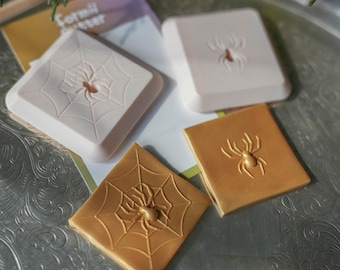 3D Printed Spider Web Texture Stamp for Polymer Clay, Halloween Tool