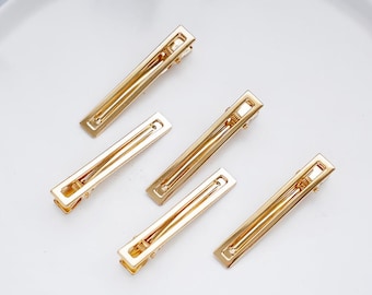 Gold Wide Barrette Hair Clip Blanks, Metal Alligator Clips for DIY Accessories