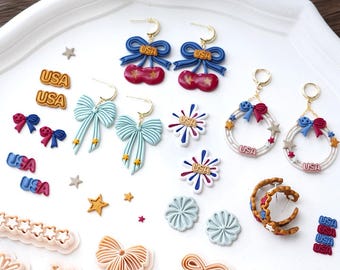 4th of July Polymer Clay Cutters, Patriotic Earring Shapes, USA Themed Jewelry Making