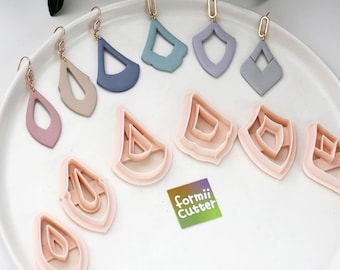 Polymer Clay Earring Cutters: Geometric Shield & Teardrop Shapes for Jewelry Making