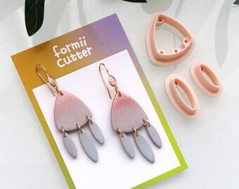 Drop Shape Polymer Clay Cutter Set with Hole Guides | Dangle Earring Cutter | Teardrop Clay Mold | Polymer Clay Tools