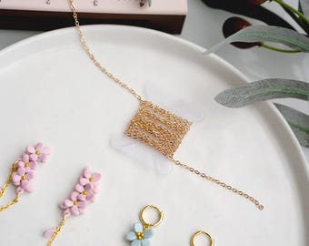 14K Gold Filled Flat Oval Chain, 2mm Delicate Necklace Supplies