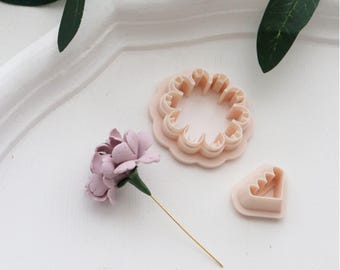 3D Carnation Polymer Clay Cutter Set: Flower & Calyx Mold