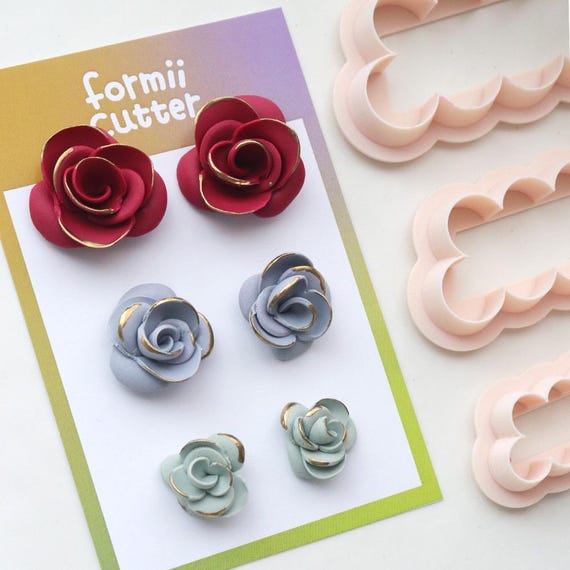 3D Rose Petal Polymer Clay Cutter - Flower Earrings & Decor