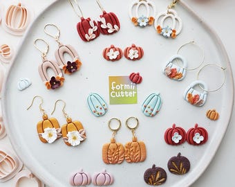11 Autumn Pumpkin Polymer Clay Cutters, Fall Halloween Earring Shapes