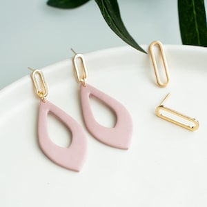 Conectores ovalados para pendientes chapados en oro de 14 quilates, piezas de latón para pendientes, suministros para joyería minimalista.