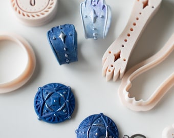 Greek Tamata Polymer Clay Stamp & Cutter Set, Eye Ear Hand Angel Symbols