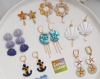 Summer Ocean Polymer Clay Cutters, Seashell Starfish Anchor Beach Earring Making Tools