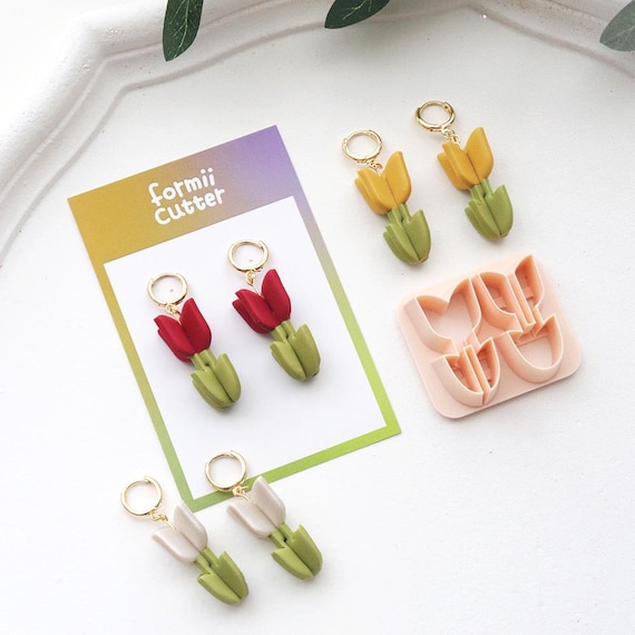 Polymer Clay Tulip Cutter – Layered Flower Shape for Spring Earrings