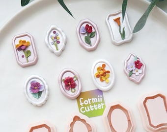 Vintage Frame Polymer Clay Cutters Set – Oval & Decorative Cameo Shape – Layered Earring Mold – FormiiCutter