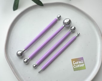 Polymer Clay Ball Stylus Tool Set, 4 Double-Ended Tools for Flower Petal Shaping