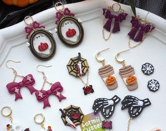 Halloween Polymer Clay Cutters | Ghost, Bat Bow, Skeleton Hands & Spider Web