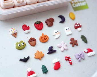 24-Piece Halloween & Christmas Mini Clay Cutter Set with Storage Box