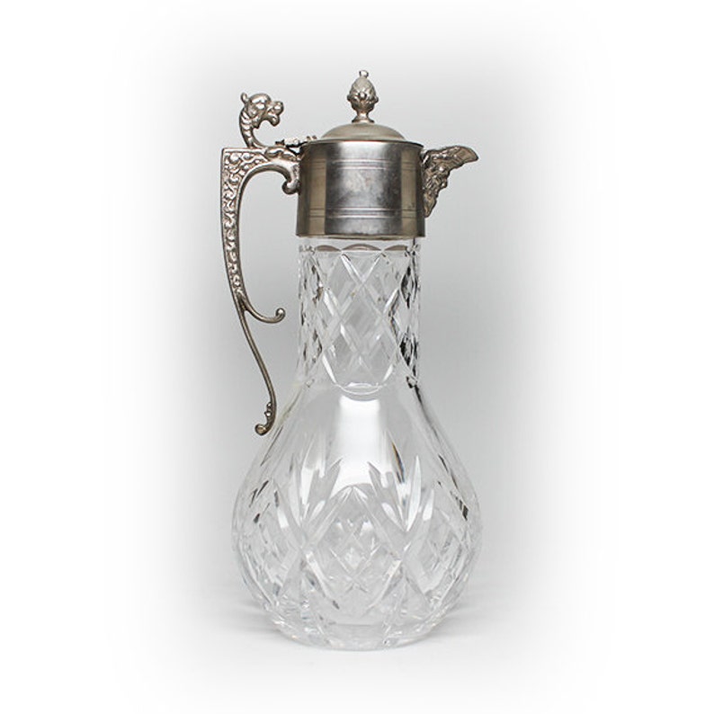 Large 12 Hand Cut Crystal Pitcher Decanter Etsy