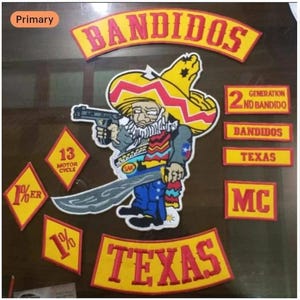 Bandidos Nomad/Worldwide/Texas MC Biker Patch set 12 pieces Jackets/Vest patches - Iron On