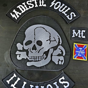 Sadistic Souls illinois mc embroidery patch - iron on motorcycle club embroidered patch