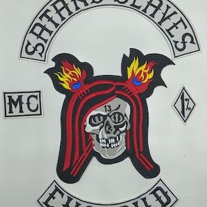 Satans Slayer MC Embroidered Patch Set : Iron-On patches for Biker/Motorcycle Jacket