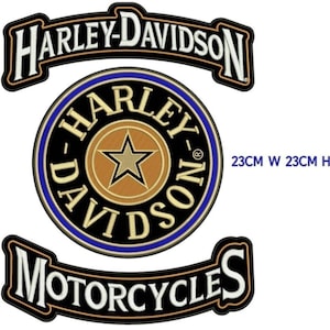 Harley Davidson Star 30.5cm wide 3 PCs iron on embroidered set