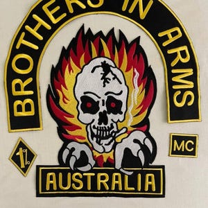 Brothers In Arms Australia MC Embroidered Patches - Iron On - 35cm - Set of 4