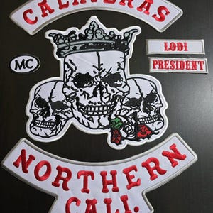 Calaveras Northern Cali Mc Lodi President Embroidery Patches set of 6 Pcs