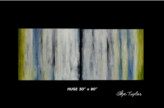 HUGE 80 inch Wide  Diptych Original painting - Abstract Art- Texture -Pallet Knife - Impasto -Home decor- Office decor- 30 x 80-Skye Taylor