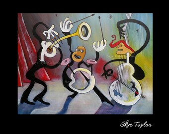 A Jazz Original Painting - 30 x 40 - Whimsical Free Spirit Abstract Art - Joan Miro Like - Jazz Under the Stars - Skye Taylor