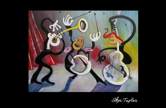 A Jazz Original Painting - 30 x 40 - Whimsical Free Spirit Abstract Art - Joan Miro Like - Jazz Under the Stars - Skye Taylor