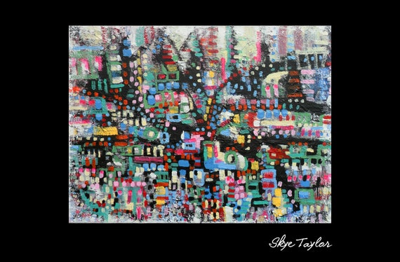 A Abstract 30 x 40- Original Textured Impasto Painting Modern Colorful Surreal canvas Fine Art- Palette Knife - Skye Taylor