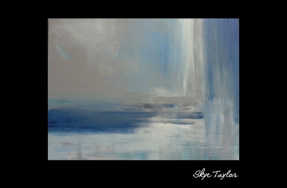 A Abstract - 30 x 40 - Original Gray painting - Art- Blue painting - Minimalist -Home decor- Office decor-Skye Taylor