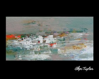 A Abstract Painting-24 x 48 Gerhard Richter Style Heavy Textured Palette Knife Acrylic Art- Colorful Canvas Art -Surrealist - Skye Taylor