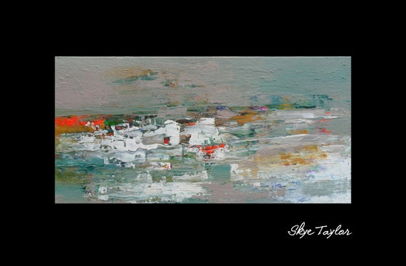 A Abstract Painting-24 x 48 Gerhard Richter Style Heavy Textured Palette Knife Acrylic Art- Colorful Canvas Art -Surrealist - Skye Taylor