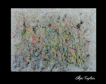 Jackson Pollock Style 30 x 40- Abstract Original Drip Painting Modern Colorful Surreal canvas Painting Fine Art- Palette Knife - Skye Taylor
