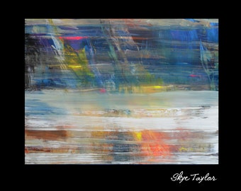 A Gerhard Richter-like Abstract 30 x 40  Blue Orange Painting-  Modern Heavy Textured Palette Knife  Acrylic Art - Surrealist - Skye Taylor