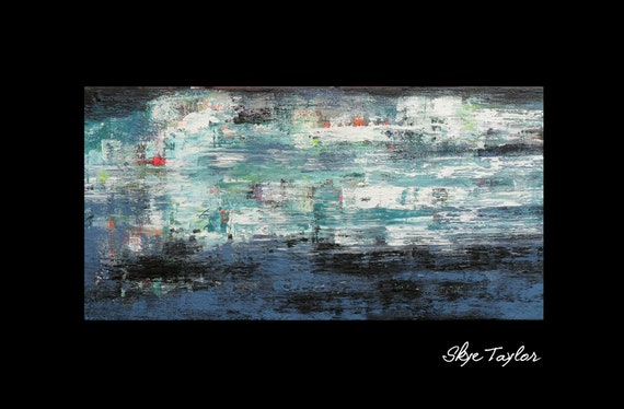 A Gerard Richter Style - 24 x 48 ORIGINAL Heavy Textured Abstract Painting Acrylic Art- Colorful Canvas Art - Surrealist -Skye Taylor