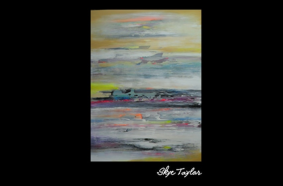 A Original Painting 40 x 30 Modern Abstract Gerhard Richter Horizontal Surreal canvas Painting Fine Art- Palette Knife - Skye Taylor