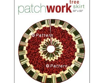 Patchwork Tree Skirt Pattern  READY TO SHIP  Original Design Christmas Quilt Pattern  Modern or Traditional  50 Inch Holiday Quilt