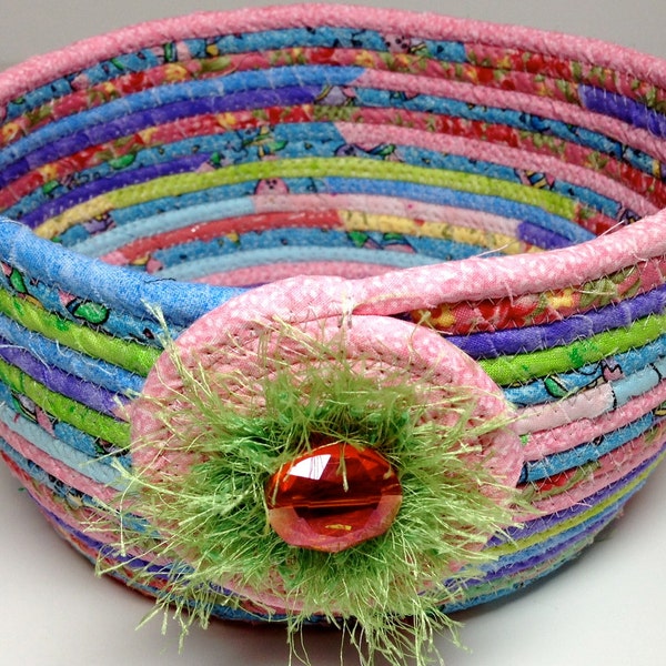 Easter Basket Coiled Rope Clothesline Soft Pastel Colors