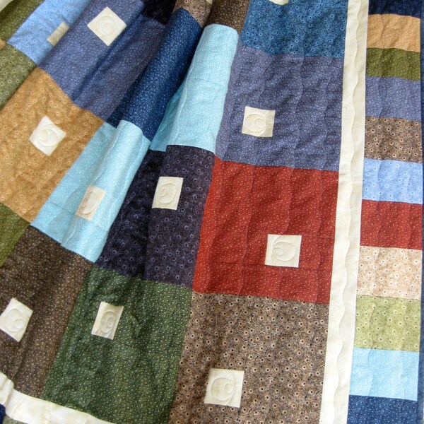 Patchwork Lap Quilt  Quilted Modern Cottage Chic with a Farm House Twist