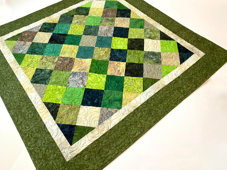 Patchwork Quilted Lap Throw Assorted Green St. Patrick Table Etsy