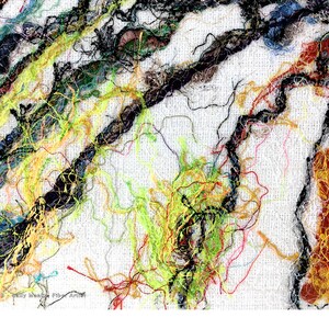 Winter Field Art Quilt, Fiber Art Wall Hanging, Blue Wall Decor, Sally Manke, Fiber Artist, vanGogh Style, Impressionistic Art, Original Art image 4