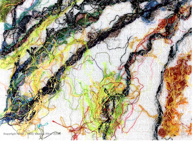 Winter Field Art Quilt, Fiber Art Wall Hanging, Blue Wall Decor, Sally Manke, Fiber Artist, vanGogh Style, Impressionistic Art, Original Art image 4