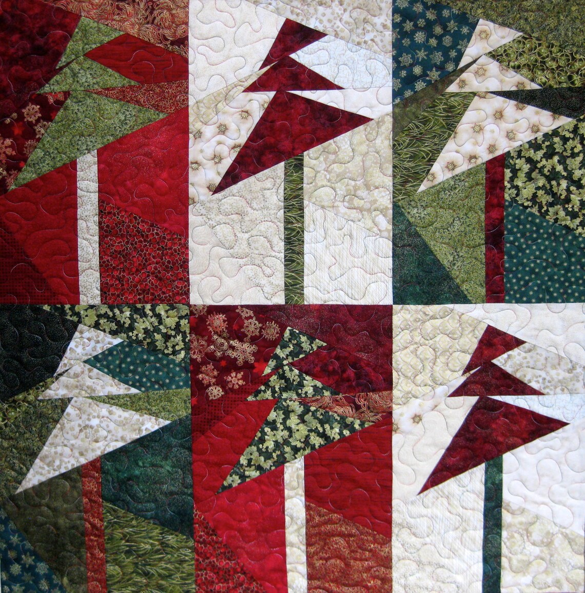 Lap Quilt Wall Hanging Modern Christmas Trees Etsy