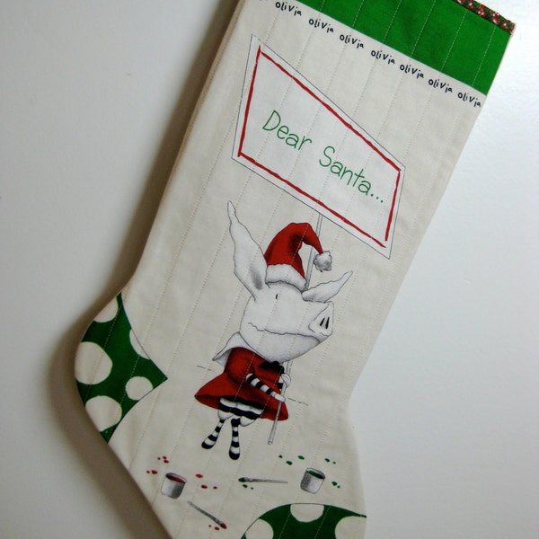 Dear Santa Christmas Stocking Quilted Olivia in Dress CIJ