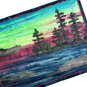 Felted and Couched Pine Tree Art Landscape Quilt Wall Hanging, Ever ...