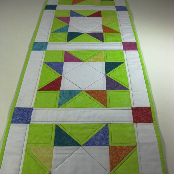 Quilted Table Runner Modern Design Bright Colors