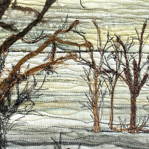 Mystical Dark Forrest Couched Art Quilt Wall Hanging, Black Brown ...